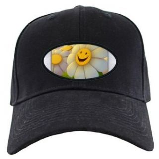 Artsmith, Inc. Black Cap (Hat) Smiley Face on Daisy Clothing