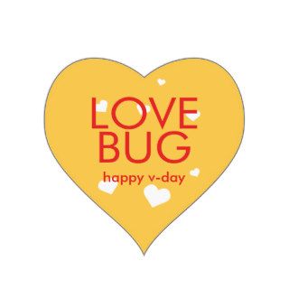 Love bug Valentine's day red yellow heart Stickers