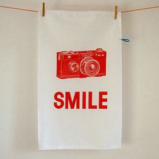smile for the camera tea towel by mr.ps