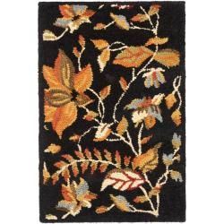 Handmade Blossom Botanical Black Wool Rug (2' x 3') Safavieh Accent Rugs