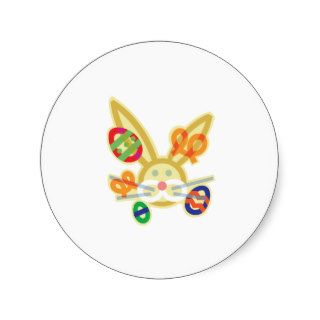 Easter bunny face outline round sticker