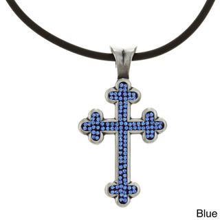 Pewter Colored Crystal Blanik Cross Necklace Bico Australia Crystal, Glass & Bead Necklaces