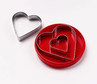 set of 3 cookie cutters in a heart shape by cookie crumbles