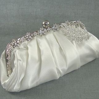 diamante leaf brooch bridal handbag by be.loved bridal