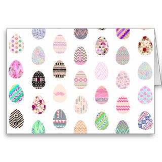 Whimsical Easter Eggs Girly Aztec Floral pattern Card