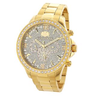 Luxurman Men's Liberty 18k Yellow Goldplated Diamond Watch Men's More Brands Watches