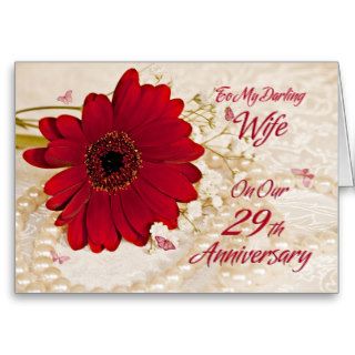 Wife on 29th wedding anniversary, a daisy flower greeting cards