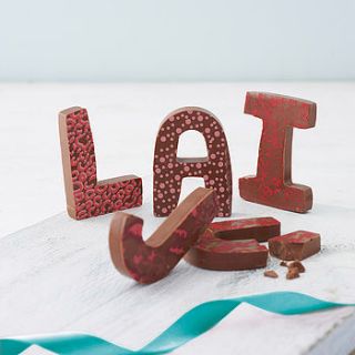 patterned milk chocolate letter by choklet