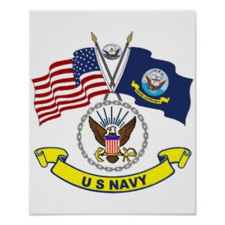 Crossed Navy Flag Poster