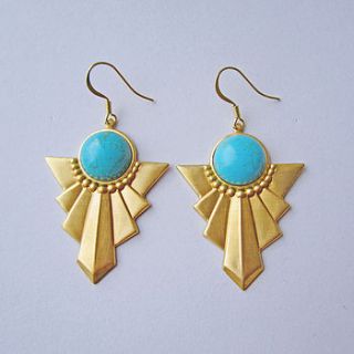 hero art deco turquoise earrings by eclectic eccentricity