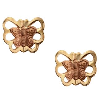 10k Two tone Gold Butterfly Stud Earrings Children's Earrings