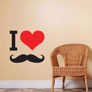 i heart moustache wall stickers by the binary box