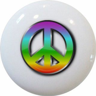 Set of 2 Peace Sign Ceramic Cabinet Drawer Knobs   Cabinet And Furniture Knobs  