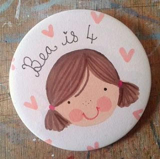 personalised girl's birthday badge by love lucy illustration