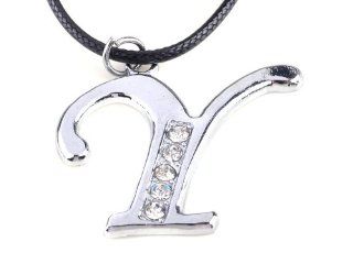 Silver Tone LETTER CHARM INITIAL Alphabet PENDANT NECKLACE "Y" Jewelry