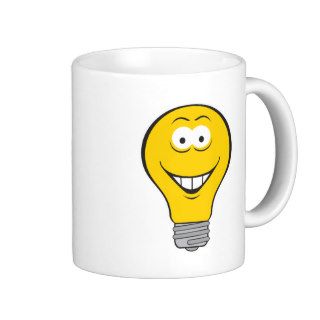Light Bulb Smiley Face Coffee Mugs