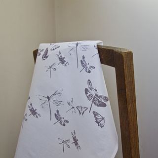 dragonflies and butterflies tea towel by weft bespoke design