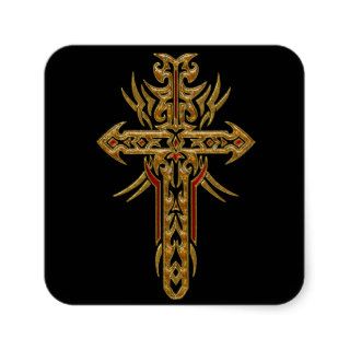 Christian Ornate Cross 71 Square Sticker