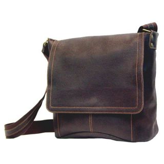 Vertical Simple Messenger in Distressed Leather