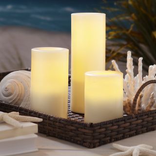 Order Home Collection 3 piece LED Outdoor Candle Set with Timer Candles & Holders