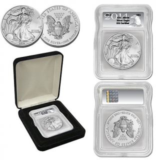 2014 MS69 ICG Silver Eagle Dollar Coin in Metal Box