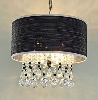 crystal pendant chandelier with fabric shade by made with love designs ltd
