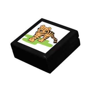 Cartoon Clip Art Bengal Tiger Big Cat with Stripes Jewelry Boxes