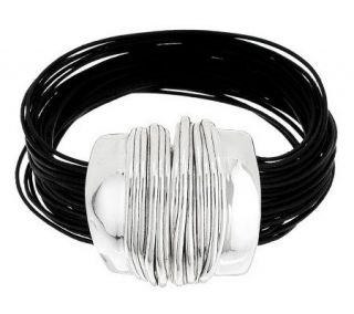 Or Paz Sterling Multi strand Leather Bracelet with Magnetic Clasp —