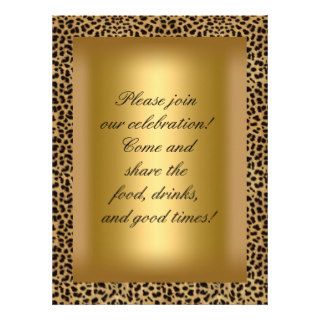 50 and fabulous Leopard Gold Party Custom Invites