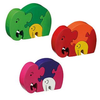 wooden mother & baby elephant jigsaw puzzle by little baby company