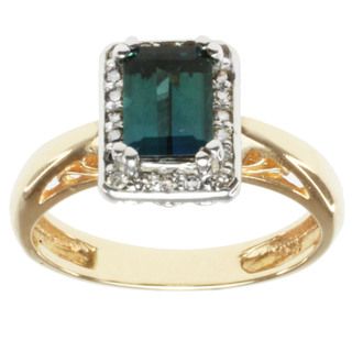 Michael Valitutti 14K Two tone Gold Emerald cut Green Tourmaline and Diamond Ring Michael Valitutti Gemstone Rings