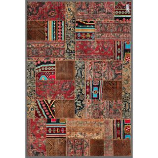 Pak Persian Hand knotted Patchwork Multi colored Wool Rug (5'4 x 7'10) 5x8   6x9 Rugs