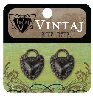 Vintaj 2 Piece Kept Heart Decorative Pendant, 20.5 by 15.5mm
