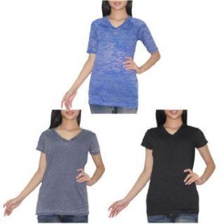 (Pack of 3) Womens Yoga & Casual Workout Tee (Vintage Look) Medium Multicolor Clothing