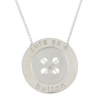 White Trash Charms Sterling Silver Large 'Cute as a Button' Necklace Sterling Silver Necklaces