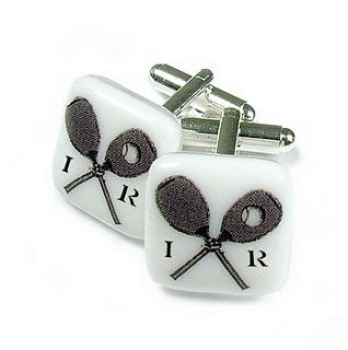 tennis racket glass cufflinks by georgina griffiths