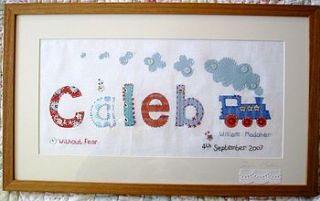 personalised embroidered framed piece by my poppet petite