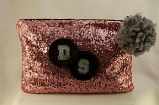 personalised varsity letter clutch bag by clements