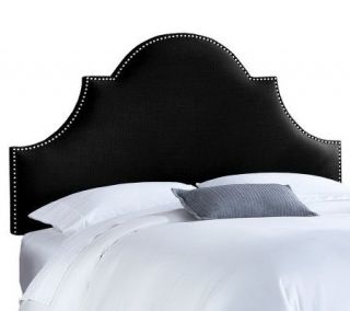 Cal King Arch Notched Nail Button Upholstered Headboard —