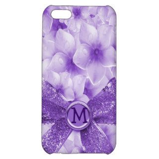 Pretty Purple Flowers Glitter Bow Monogram iPhone 5C Cover