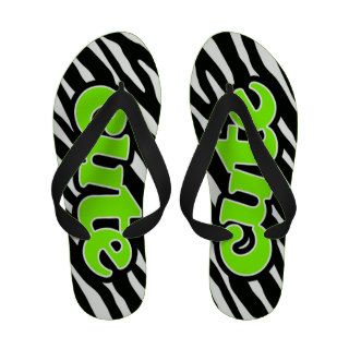 Cute Chartreuse, Neon Green Zebra Stripes Sandals