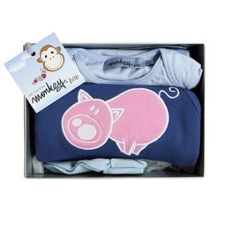 ocean blue dungarees gift set by monkey + bob