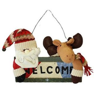 welcome christmas hanging sign by sleepyheads