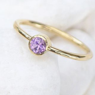 purple sapphire ring in 18ct yellow gold by lilia nash jewellery