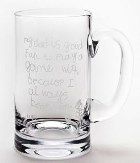 personalised engraved glass tankard by catherine daley designs