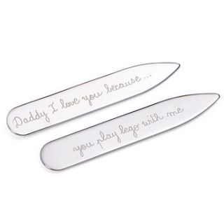 daddy's personalised silver collar stiffeners by merci maman