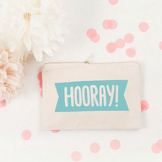 'hooray' canvas pouch by alphabet bags