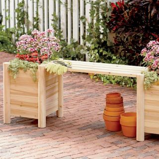 Improvements Wood Log Bench with Planters