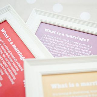 'what is a marriage?' framed poem tree print by bespoke verse