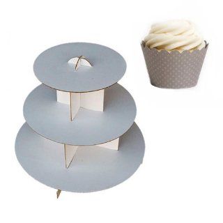 Dress My Cupcake DMC30882 Cardboard Cupcake Stand Kit with Mini Wrappers, Grey Kitchen & Dining